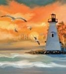 Orange Sunset and a Lighthouse Garden Flag