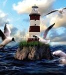 Seagulls and a Lighthouse Garden Flag