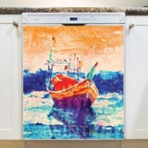 Fishing Boat in the Sunse Dishwasher Magnet