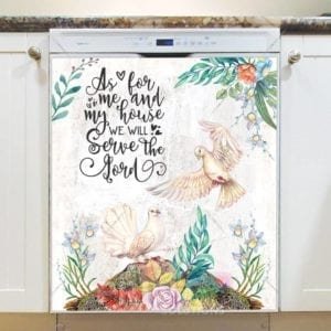 Beautiful Bible Verse with Doves and Flowers Dishwasher Magnet