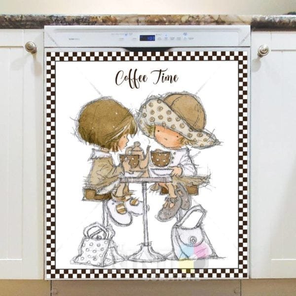 Coffee Time in a Bistro Dishwasher Magnet