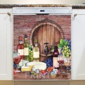 Rustic Winery with Wine Bottles, Fruit and Cheese Dishwasher Magnet