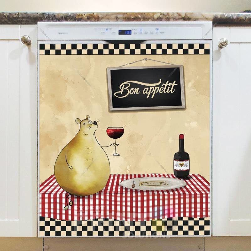 Cute Mouse Drinking Wine Dishwasher Magnet