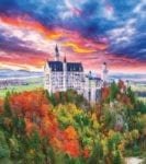 Fairytale Neuschwanstein Castle in the Sunset Garden Flag