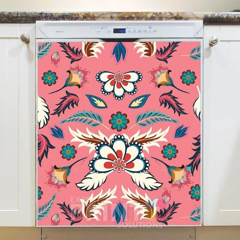 Bohemian Folk Batik Ethnic Flowers #2 Dishwasher Magnet