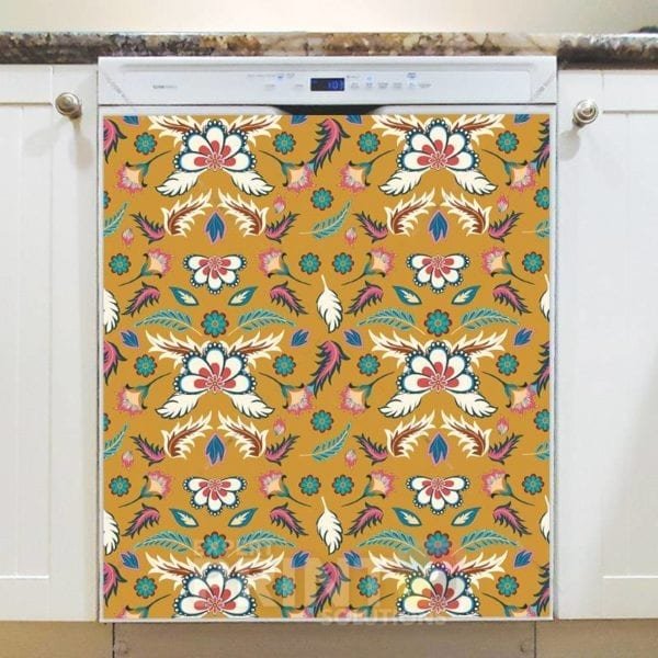 Bohemian Folk Batik Ethnic Flowers #3 Dishwasher Magnet