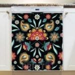 Bohemian Folk Batik Ethnic Flowers #5 Dishwasher Magnet