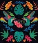 Bohemian Folk Art Ethnic Hummingbird and Flowers Garden Flag