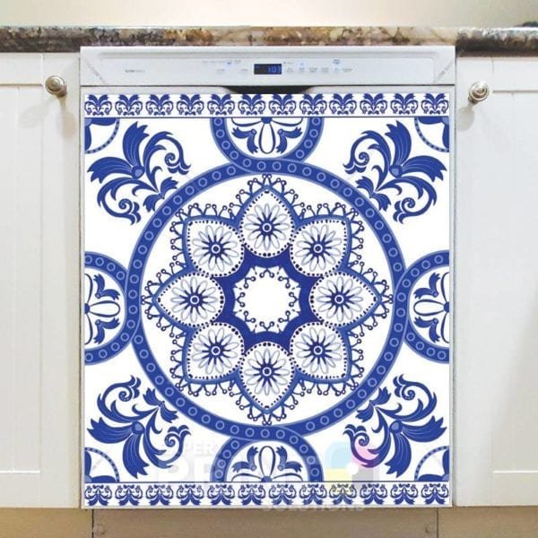 Bohemian Folk Art Ethnic Blue Mandala Design #2 Dishwasher Magnet