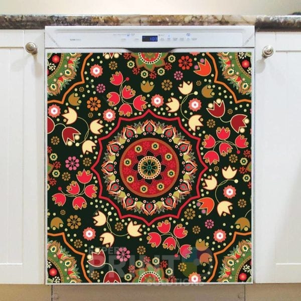 Bohemian Folk Art Ethnic Colorful Mandala Design Dishwasher Magnet