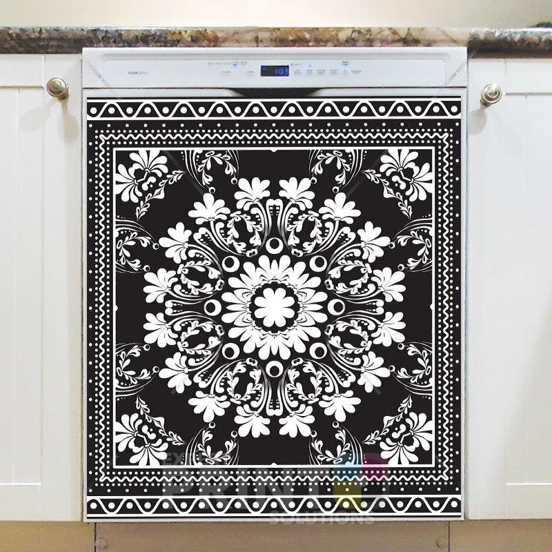 Beautiful Ethnic Folk Black and White Design #2 Dishwasher Magnet