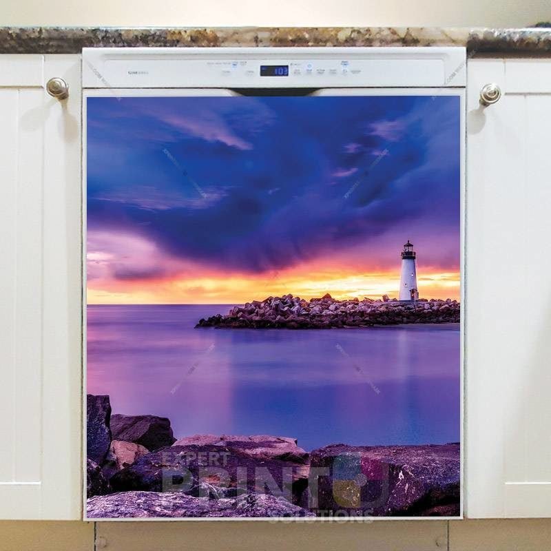 Purple Sky above the Lighthouse Dishwasher Magnet