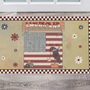 America ~ Prim USA Flag and Crow - Americana Floor Sticker