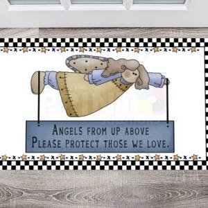Primitive Country Garden Angel #4 - Angels from Up Above Please Protect Those We Love Floor Sticker
