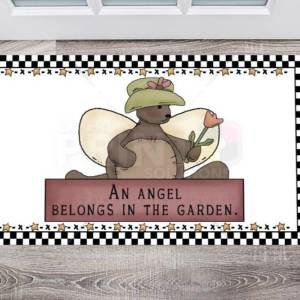 Primitive Country Garden Angel #3 - An Angel Belongs in the Garden Floor Sticker