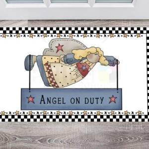 Primitive Country Garden Angel #2 - Angel on Duty Floor Sticker