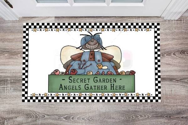 Primitive Country Garden Angel - Secret Garden - Angels Gather Here Floor Sticker