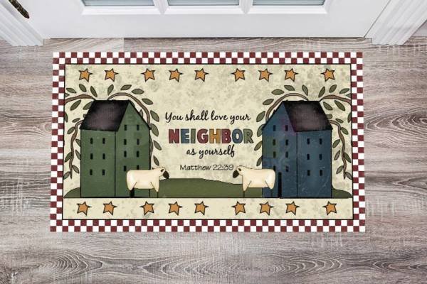 Prim Country Saltbox Houses - You Shall Love Your Neighbor as Yourself Floor Sticker