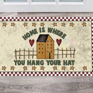 Prim Country Saltbox House #3 - Home is Where You Hang Your Hat Floor Sticker