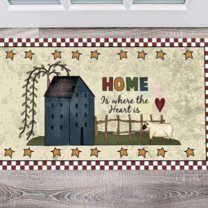 Prim Country Saltbox House #2 - Home is Where the Heart is Floor Sticker