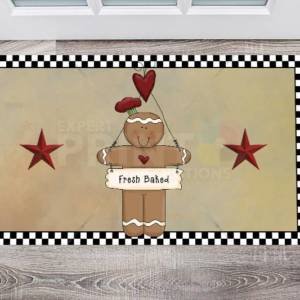 Cute Primitive Country Gingerbread Man #4 - Fresh Baked Floor Sticker