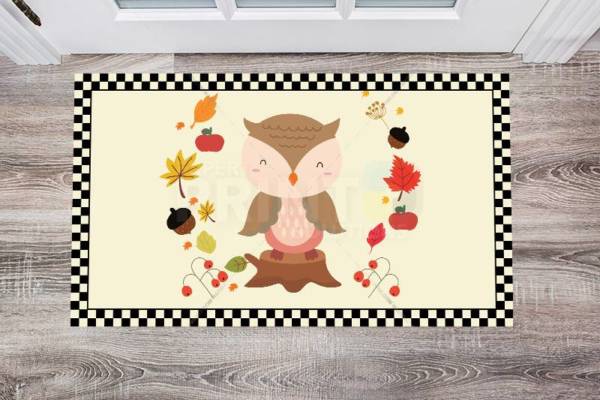 1767-cute-brown-owl-floor-sticker-decor Cute Brown Owl Floor Sticker