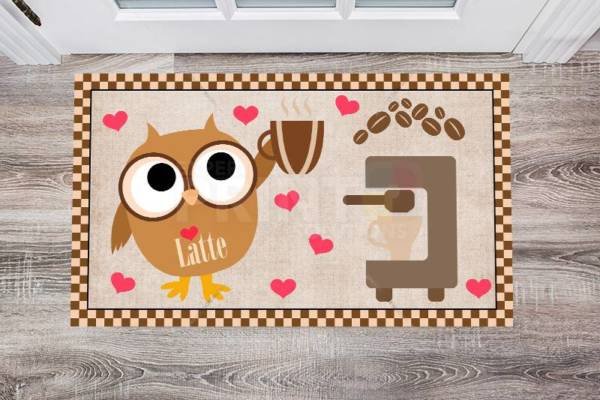 Coffee Lover Owl #13 - Latte Floor Sticker