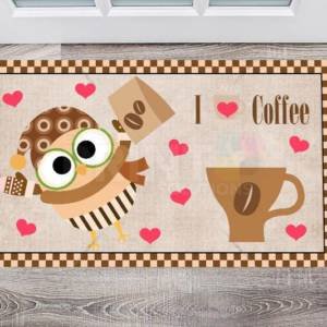 Coffee Lover Owl #10 - I Heart Coffee Floor Sticker