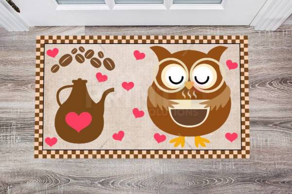 Coffee Lover Owl #4 Floor Sticker