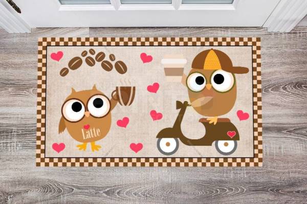 1781-coffee-lover-owl-2-floor-sticker-decor Coffee Lover Owl #2 Floor Sticker