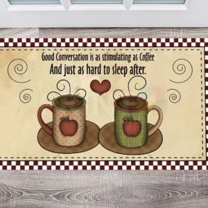 Good Conversations - Good conversation is as stimulating as coffee and just as hard to sleep after Floor Sticker