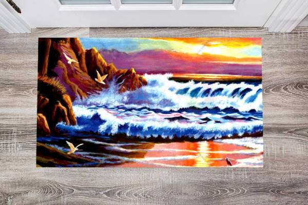 Crashing Ocean Waves Floor Sticker