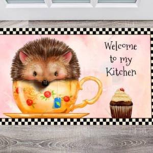 Welcome to my Kitchen Cute Hedgehog Floor Sticker