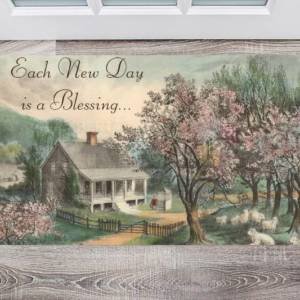 Peaceful Country Home - Each New Day is a Blessing Floor Sticker