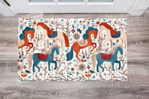 Bohemian Folk Art Horse #2 Floor Sticker