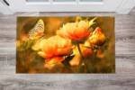 Yellow Butterfly and Flowers Floor Sticker