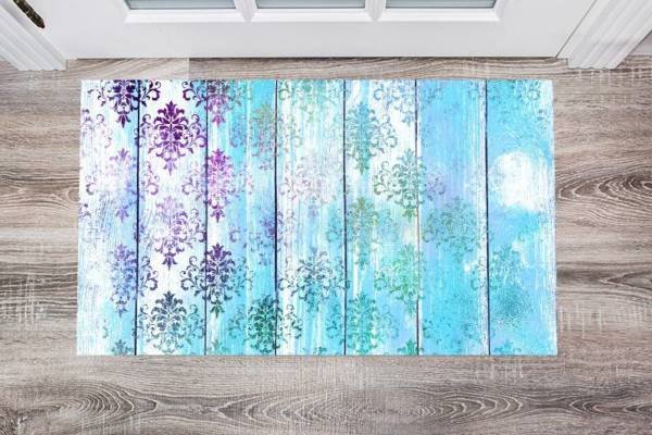 Bohemian Wood Flower Design Floor Sticker