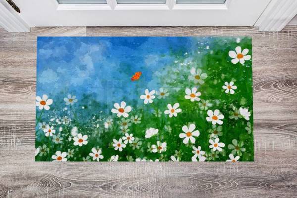 Cute Daisies and a butterfly Floor Sticker