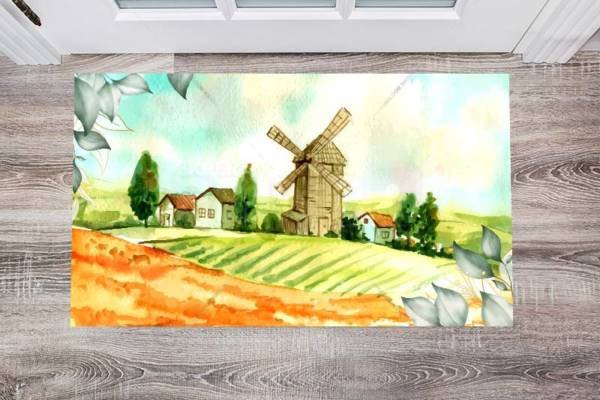 Farmhouses and Windmill Floor Sticker