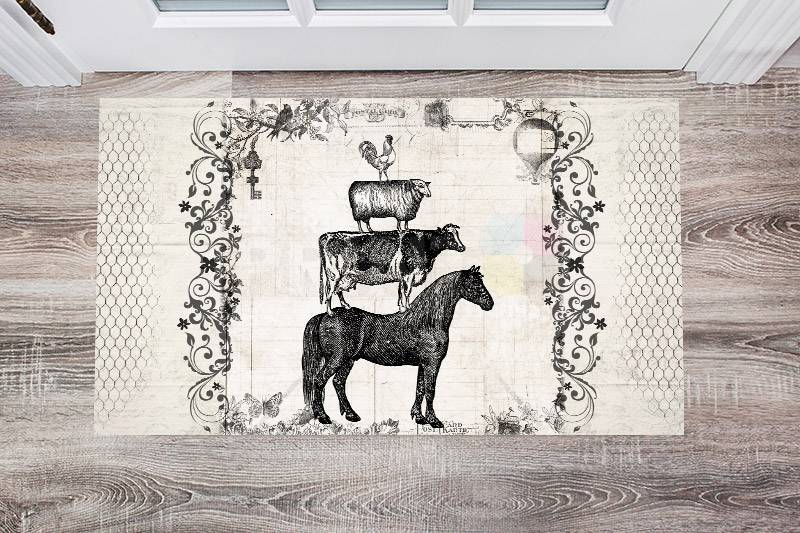 Vintage Stacked Animals Floor Sticker
