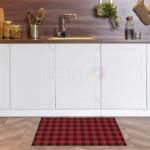 Farmhouse Buffalo Plaid Pattern - Black and Red Floor Sticker