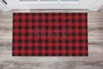 Farmhouse Buffalo Plaid Pattern - Black and Red Floor Sticker