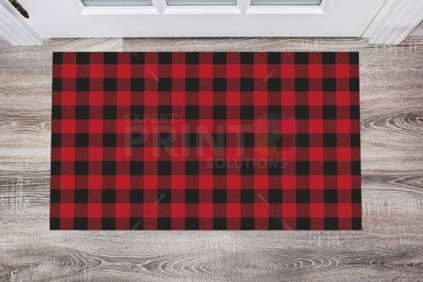 Farmhouse Buffalo Plaid Pattern - Black and Red Floor Sticker