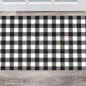 Farmhouse Buffalo Plaid Pattern - Black and White Floor Sticker