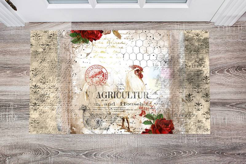 Vintage Farmhouse Rooster Design #1 Floor Sticker