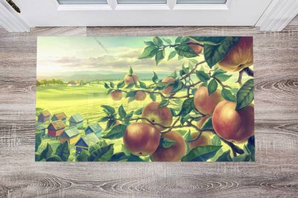 Mountain Side Orchard Over Looking the Village Floor Sticker
