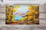 Colorful Autumn Forest and Mountain Lake Floor Sticker