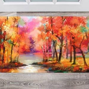 Colorful Autumn Trees at the little Lake Floor Sticker