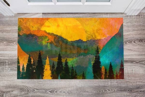 Colorful Trees in the Sunset Floor Sticker