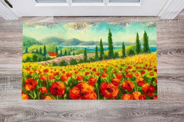 Poppy Field in Tuscany Floor Sticker